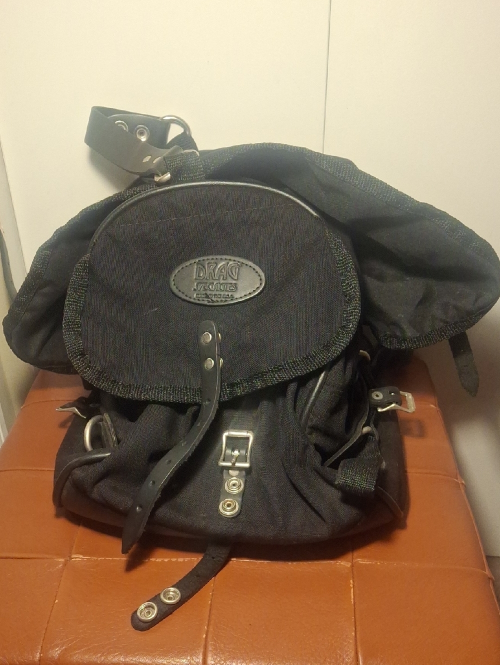 Drag Specialties Black Canvas Motorcycle Backpack